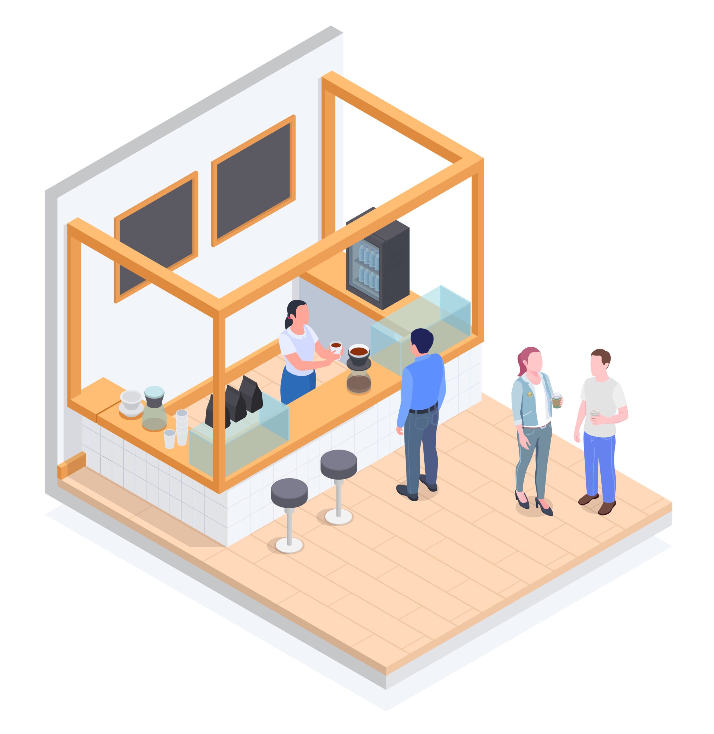 da gang xin small business owner family business isometric colored composition
